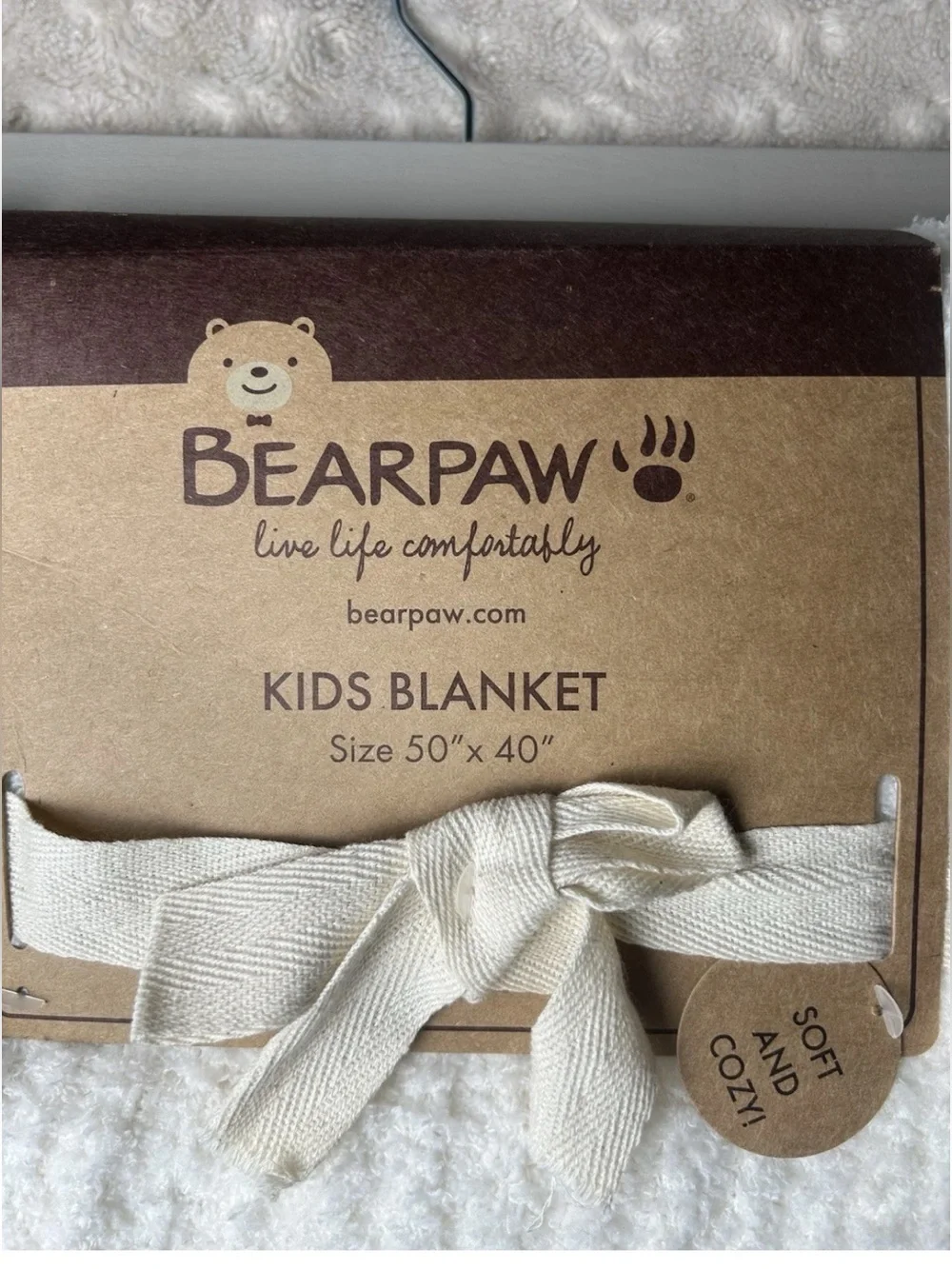 Bearpaw Kids Baby Blanket Cream Off White Chenille Soft Sweater Knit Ribbed